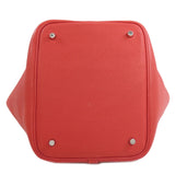 Hermes Handbag Taurillon Clemence Red Picotin Lock MM SilverMetal Women