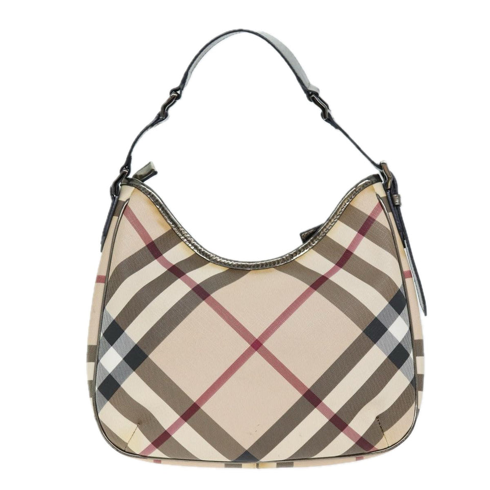 Luxury Burberry Nova Check Shoulder Bag Coated Canvas Beige Auth 75141