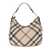 Luxury Burberry Nova Check Shoulder Bag Coated Canvas Beige Auth 75141