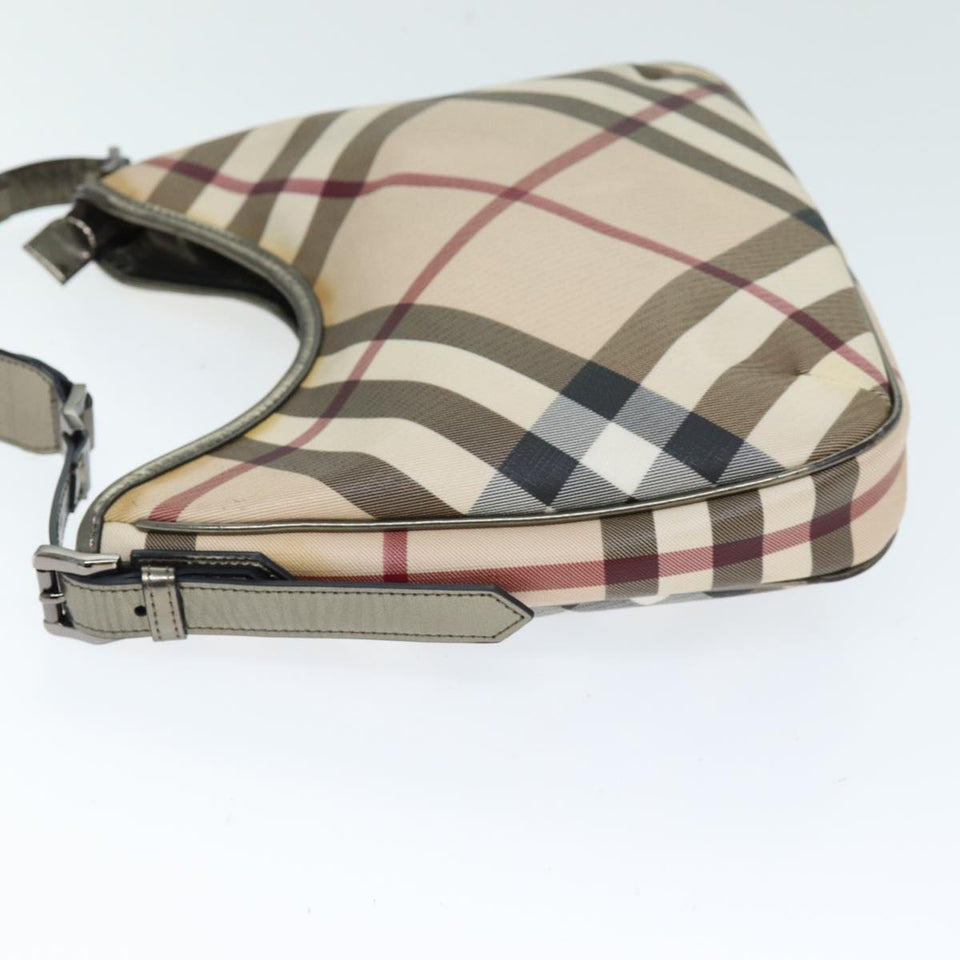 Luxury Burberry Nova Check Shoulder Bag Coated Canvas Beige Auth 75141