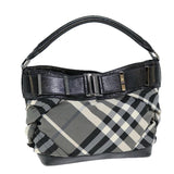 Luxury Burberry Nova Check Shoulder Bag Nylon Gray Auth 75142