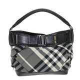 Luxury Burberry Nova Check Shoulder Bag Nylon Gray Auth 75142