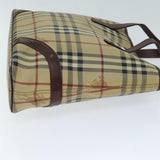 Luxury Burberry Nova Check Hand Bag PVC Beige Auth 75143