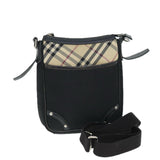 Luxury Burberry Nova Check Shoulder Bag Nylon Black Beige Auth 75144