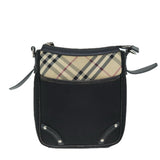 Luxury Burberry Nova Check Shoulder Bag Nylon Black Beige Auth 75144
