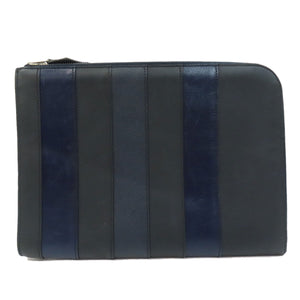 Hermes Clutch bag leather black stripe mens