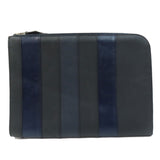Hermes Clutch bag leather black stripe mens