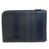 Hermes Clutch bag leather black stripe mens