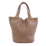 Hermes Handbag Taurillon Clemence beige Picotin Lock PM Etoupe SilverMetal Women