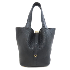 Hermes Handbag Taurillon Clemence black Picotin Lock PM Gold Metal Women