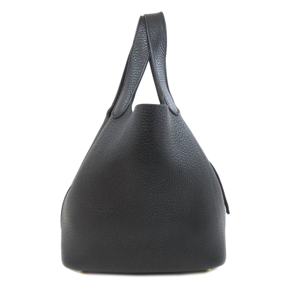 Hermes Handbag Taurillon Clemence black Picotin Lock PM Gold Metal Women
