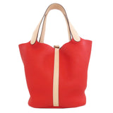 Hermes Handbag Taurillon Clemence Red Picotin Lock MM Touch SilverMetal