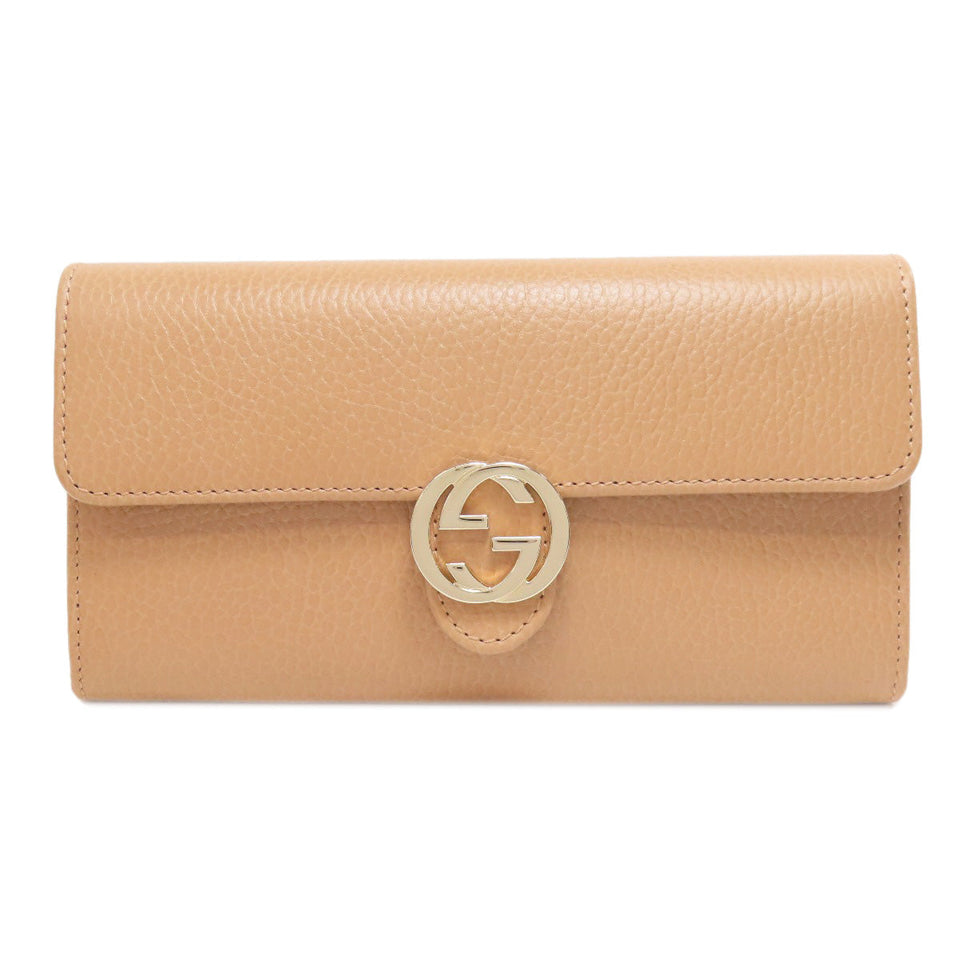 Gucci Long Wallet Purse 615524 leather beige Interlocking G outlet Women