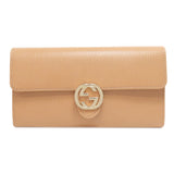Gucci Long Wallet Purse 615524 leather beige Interlocking G outlet Women