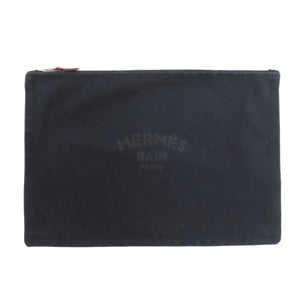 Hermes Accessory pouch cotton black logo Women