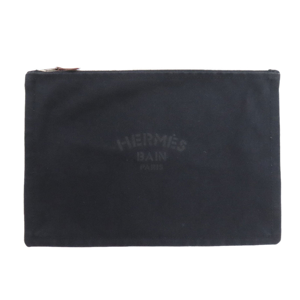 Hermes Accessory pouch cotton black logo Women