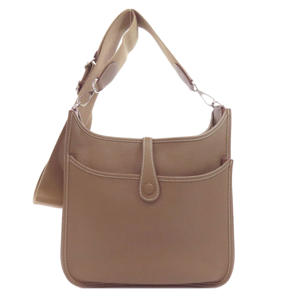 Hermes Shoulder Bag Taurillon Clemence Brown Evelyn 3 PM Etop SilverMetal Women