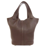 Hermes Handbag Taurillon Clemence Brown Picotin Lock PM SilverMetal Women