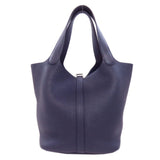 Hermes Handbag Taurillon Clemence Navy Picotin Lock MM SilverMetal Women