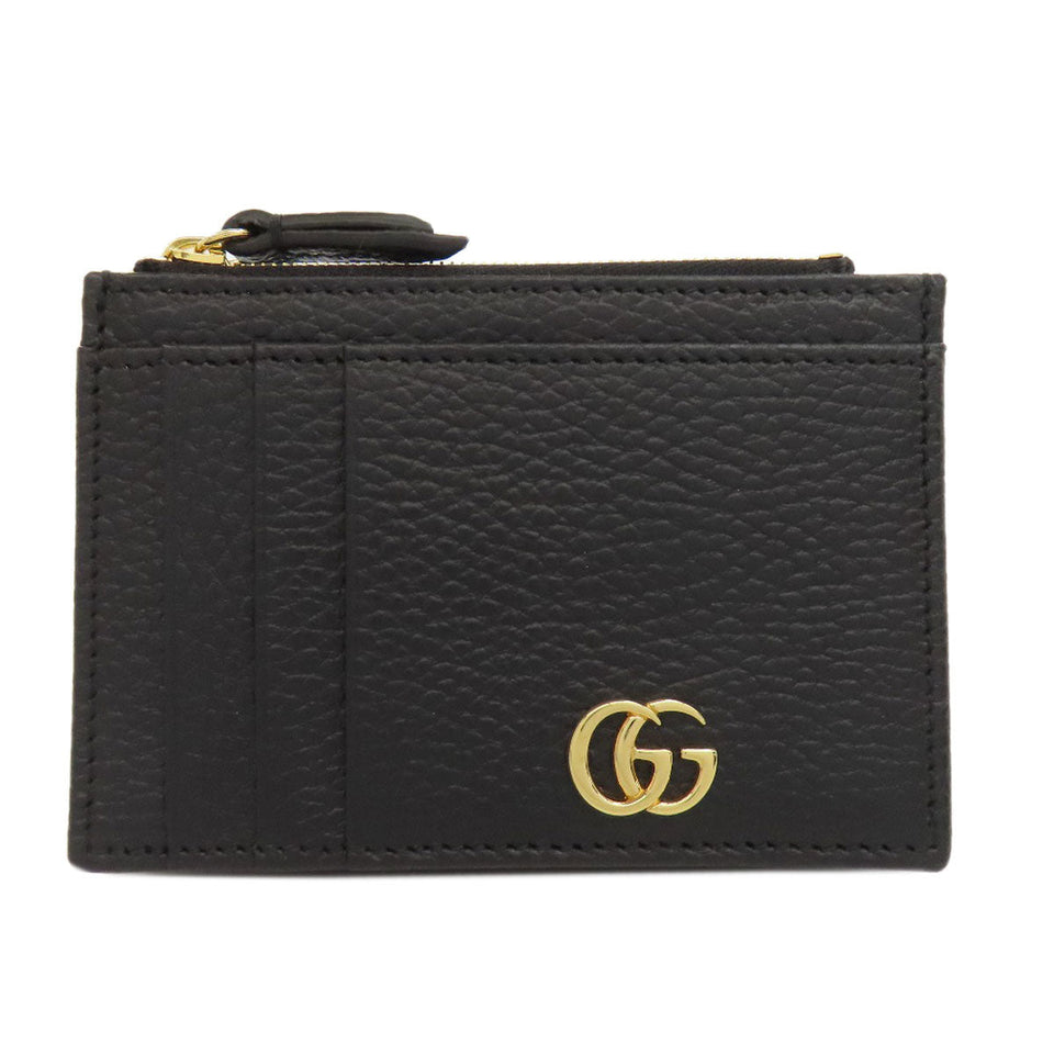 Gucci Coin case 574804 leather black GG Marmont Double G Women