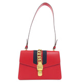 Gucci Shoulder Bag 421882 Calfskin Red Silvi