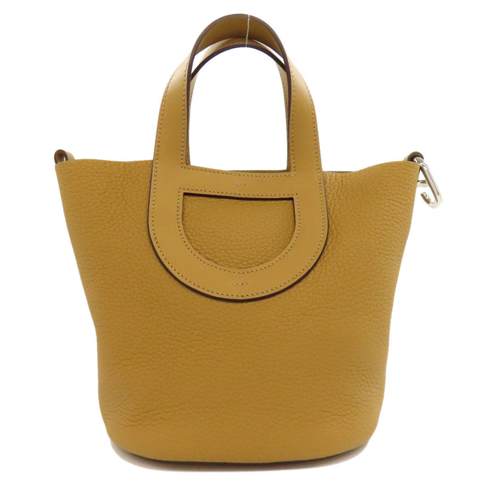 Hermes Handbag Taurillon Clemence Brown In the Loop 18 SilverMetal Women