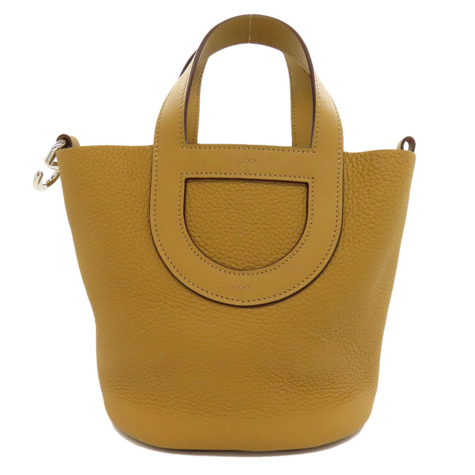 Hermes Handbag Taurillon Clemence Brown In the Loop 18 SilverMetal Women