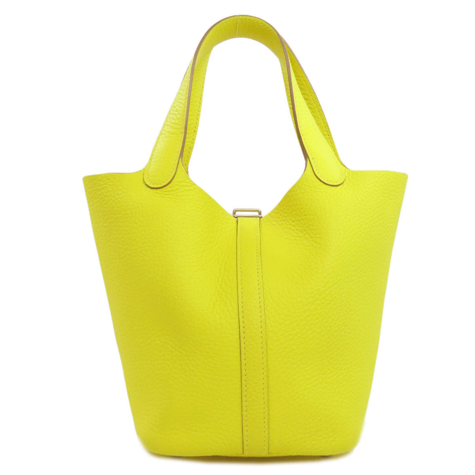 Hermes Handbag Taurillon Clemence yellow Picotin Lock PM SilverMetal Women