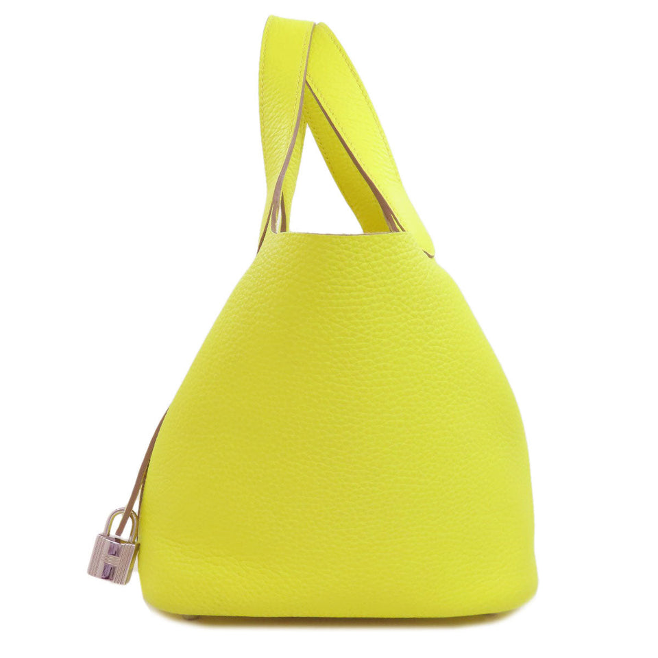 Hermes Handbag Taurillon Clemence yellow Picotin Lock PM SilverMetal Women