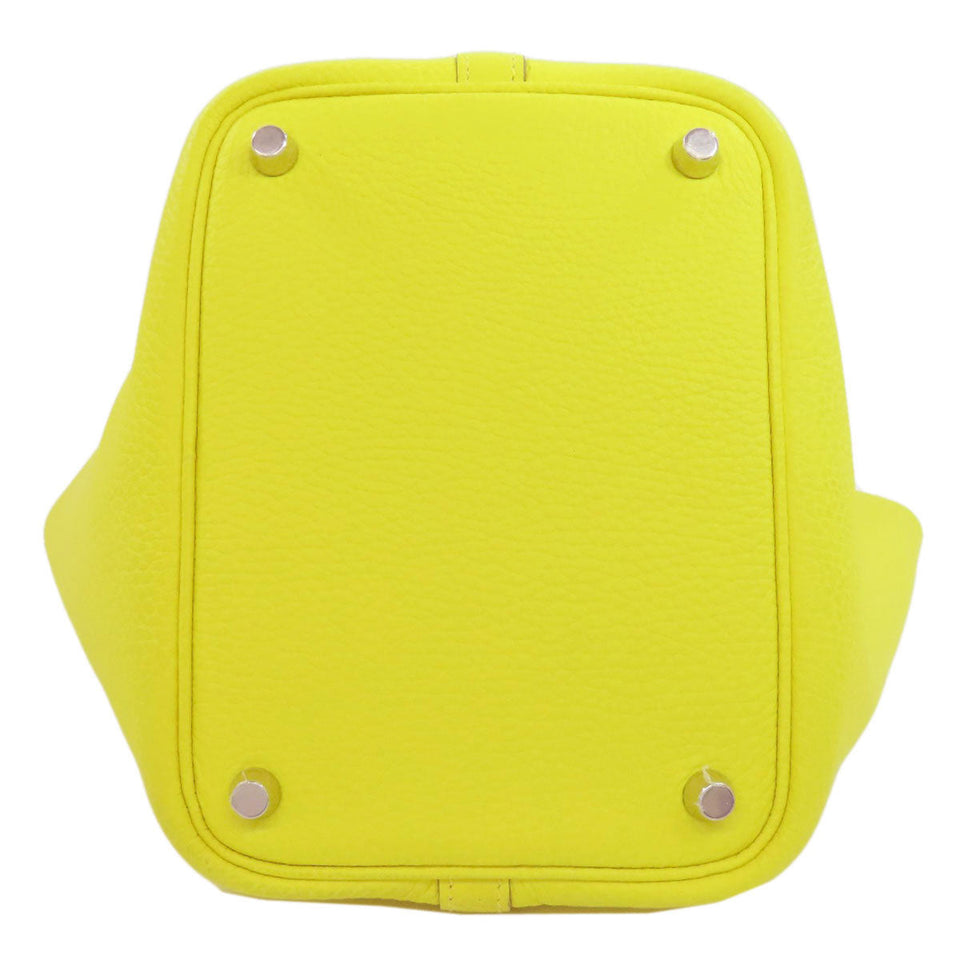 Hermes Handbag Taurillon Clemence yellow Picotin Lock PM SilverMetal Women