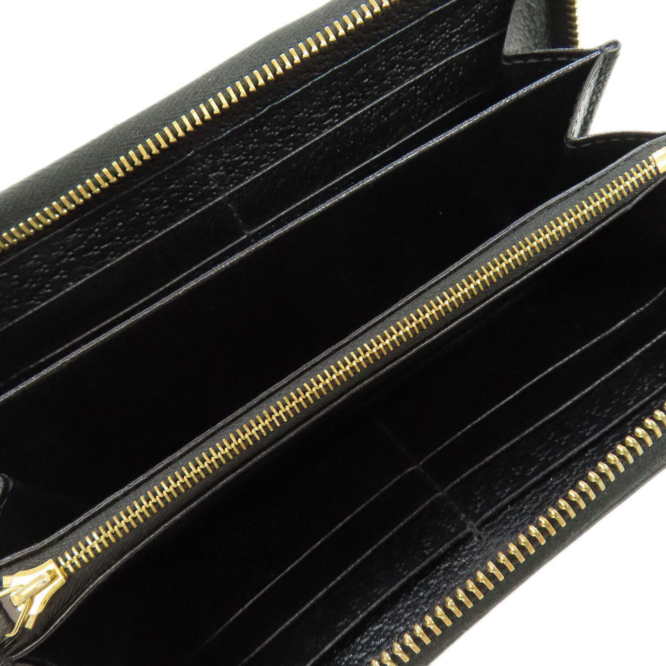 Gucci Long Wallet Purse 700484 leather black Zip Around Horsebit Women