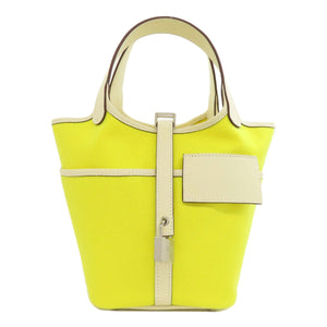 Hermes Handbag canvas yellow Picotin Lock Cargo PM SilverMetal Women