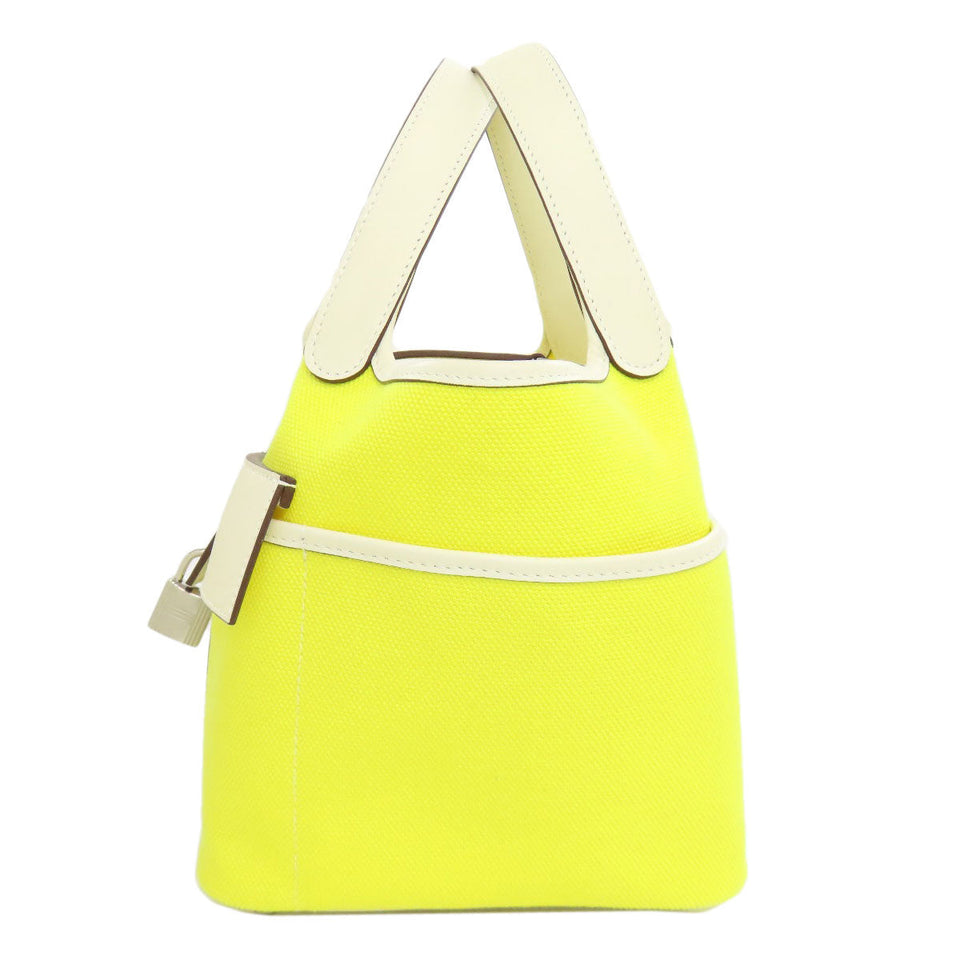 Hermes Handbag canvas yellow Picotin Lock Cargo PM SilverMetal Women