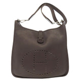 Hermes Shoulder Bag Taurillon Clemence Brown Evelyn 1 GM Silver Metal