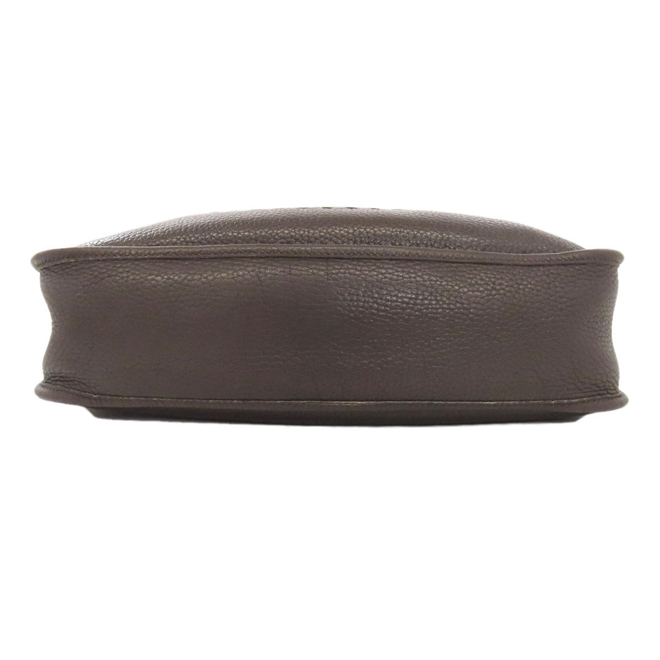 Hermes Shoulder Bag Taurillon Clemence Brown Evelyn 1 GM Silver Metal