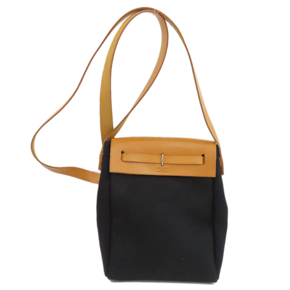 Hermes Shoulder Bag Towar black HerbagTPM SilverMetal Women
