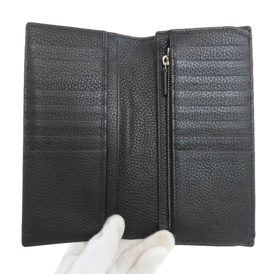 Gucci Long Wallet Purse 795296 leather black logo mens