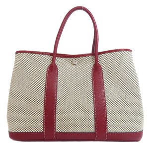 Hermes Tote Bag canvas Red Garden Party TPM SilverMetal
