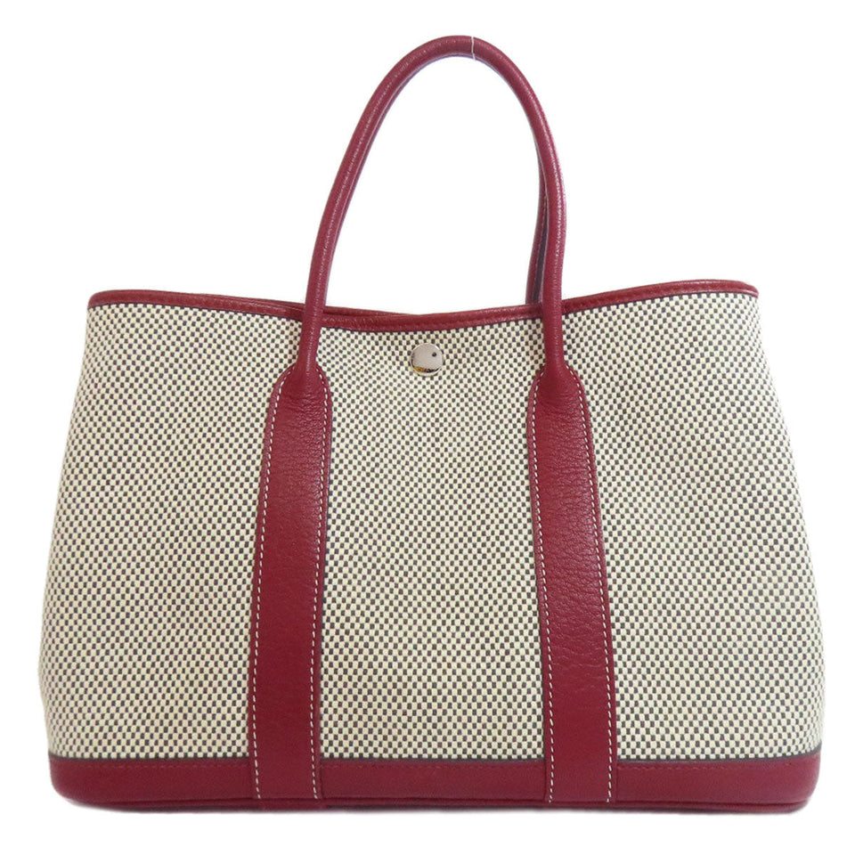 Hermes Tote Bag canvas Red Garden Party TPM SilverMetal