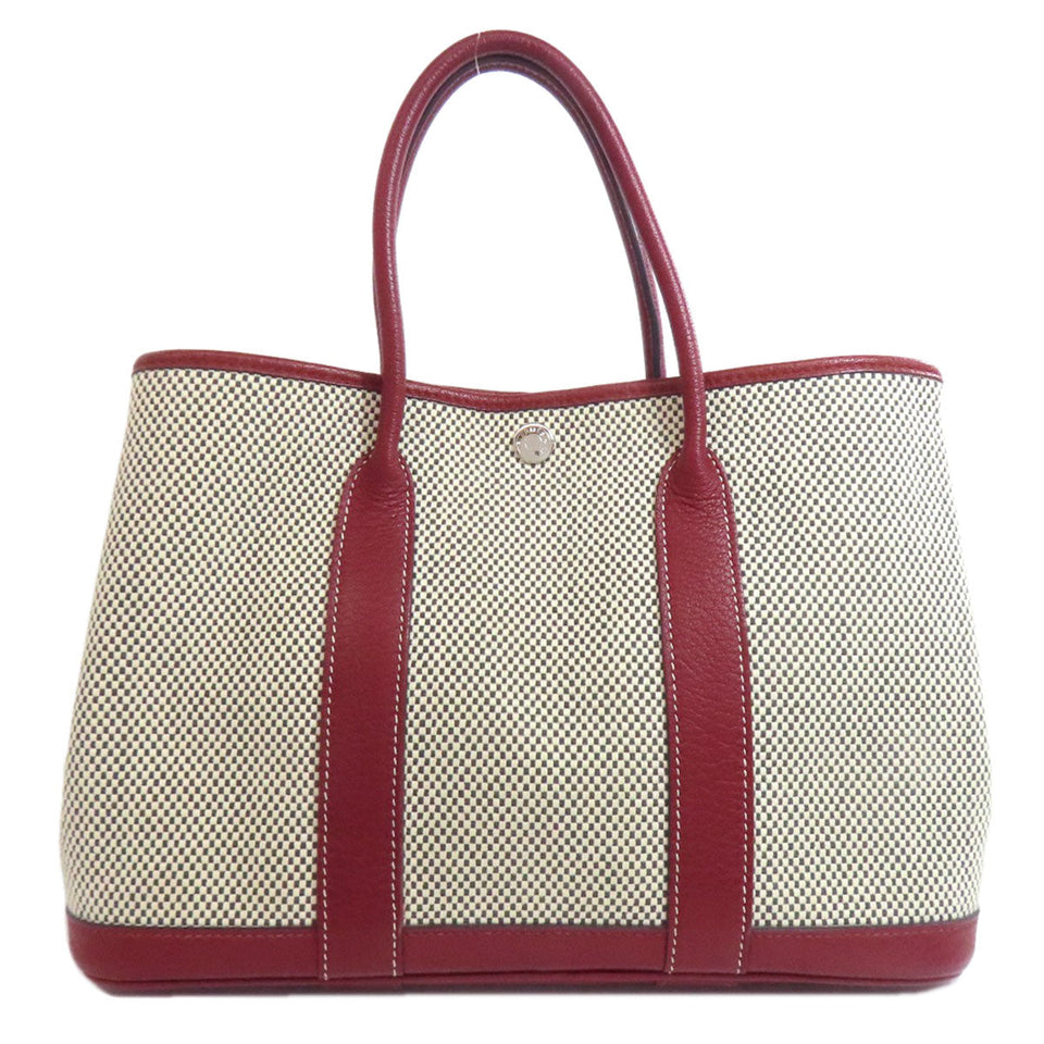 Hermes Tote Bag canvas Red Garden Party TPM SilverMetal