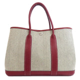 Hermes Tote Bag canvas Red Garden Party TPM SilverMetal