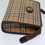 Luxury BurberrySs Nova Check Clutch Bag Canvas Beige Auth 75441