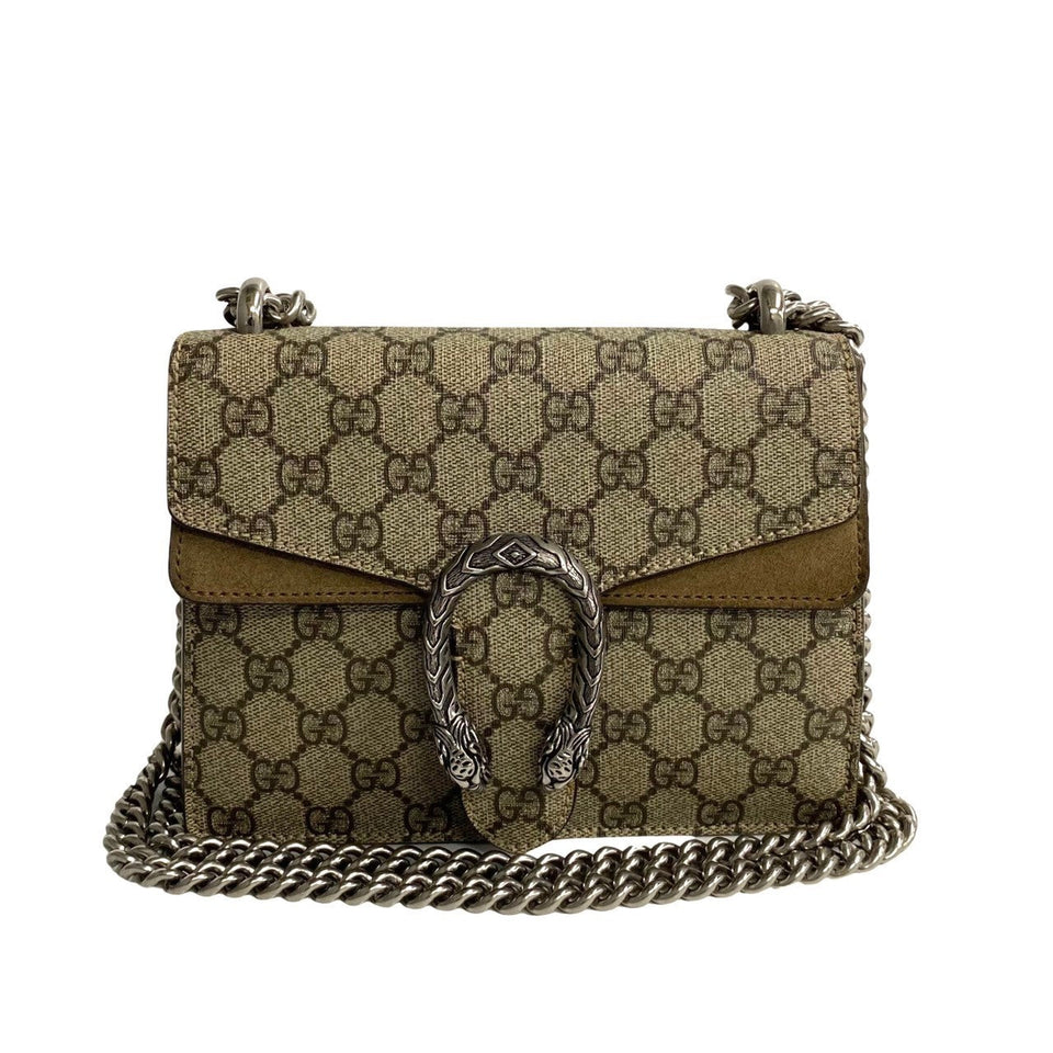 Gucci Shoulder Bag Leather, PVC Brown GG monogram Dionysus Women