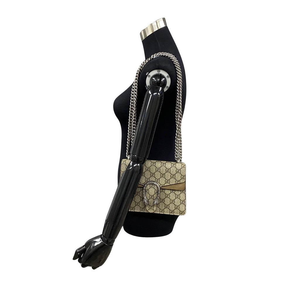 Gucci Shoulder Bag Leather, PVC Brown GG monogram Dionysus Women