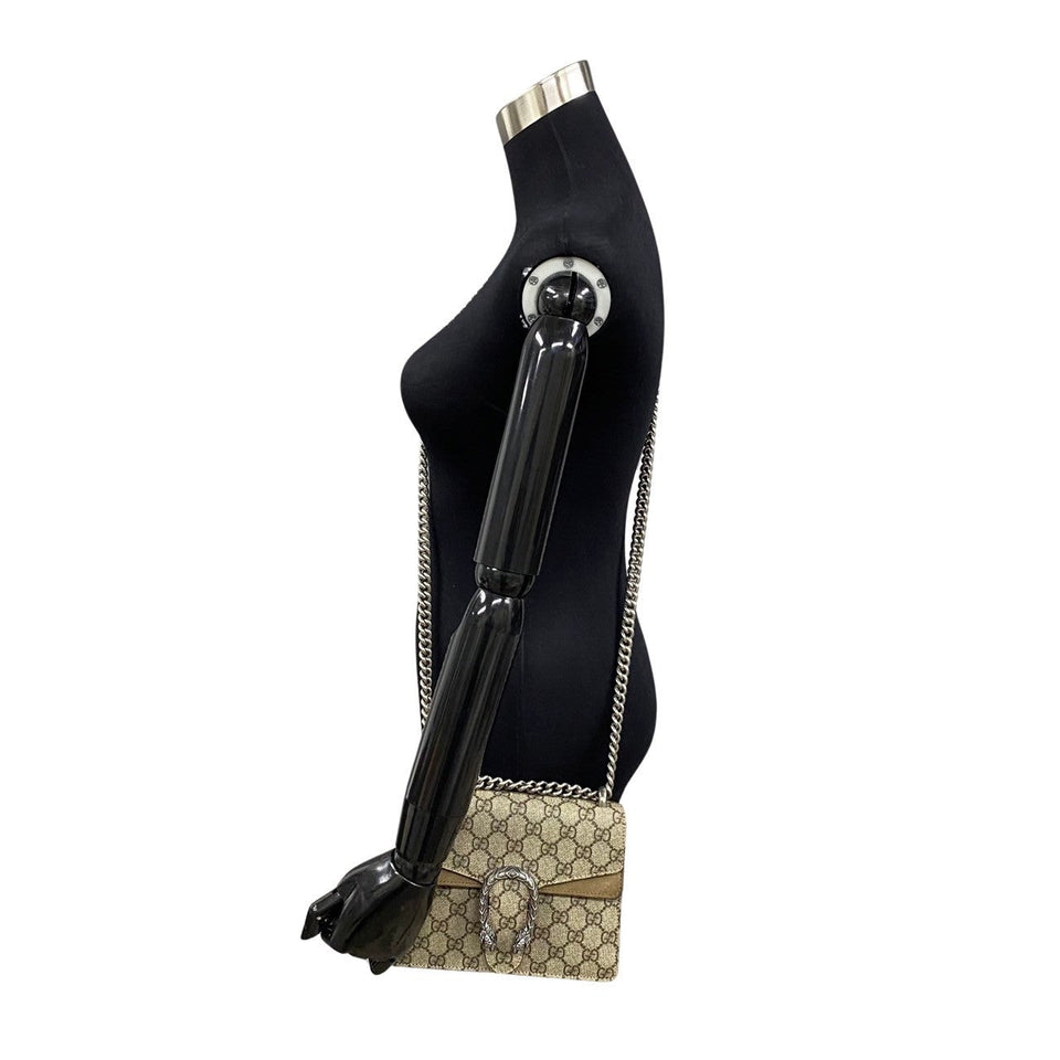 Gucci Shoulder Bag Leather, PVC Brown GG monogram Dionysus Women