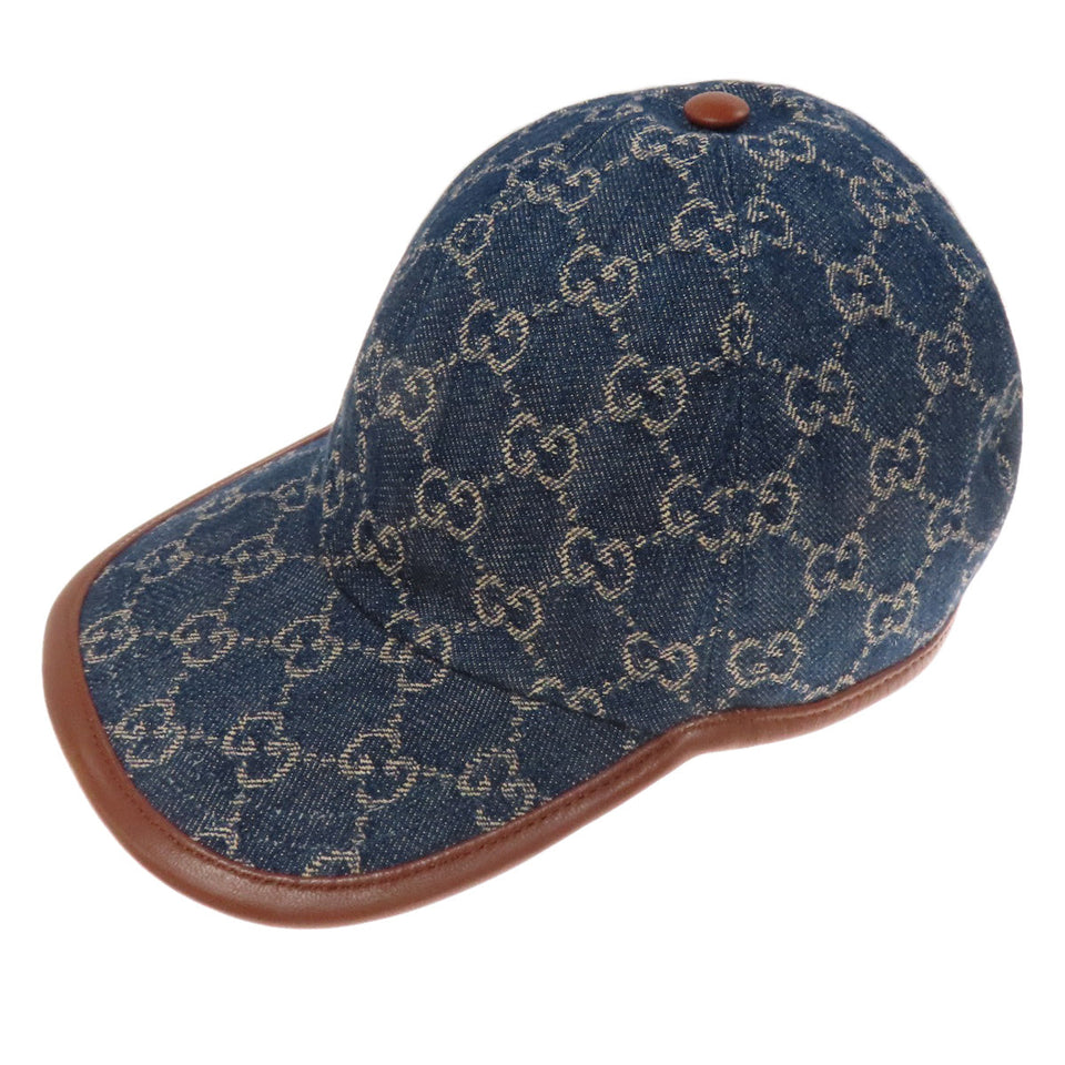 Gucci hat 656206 canvas blue GG canvas baseball cap Women L59cm