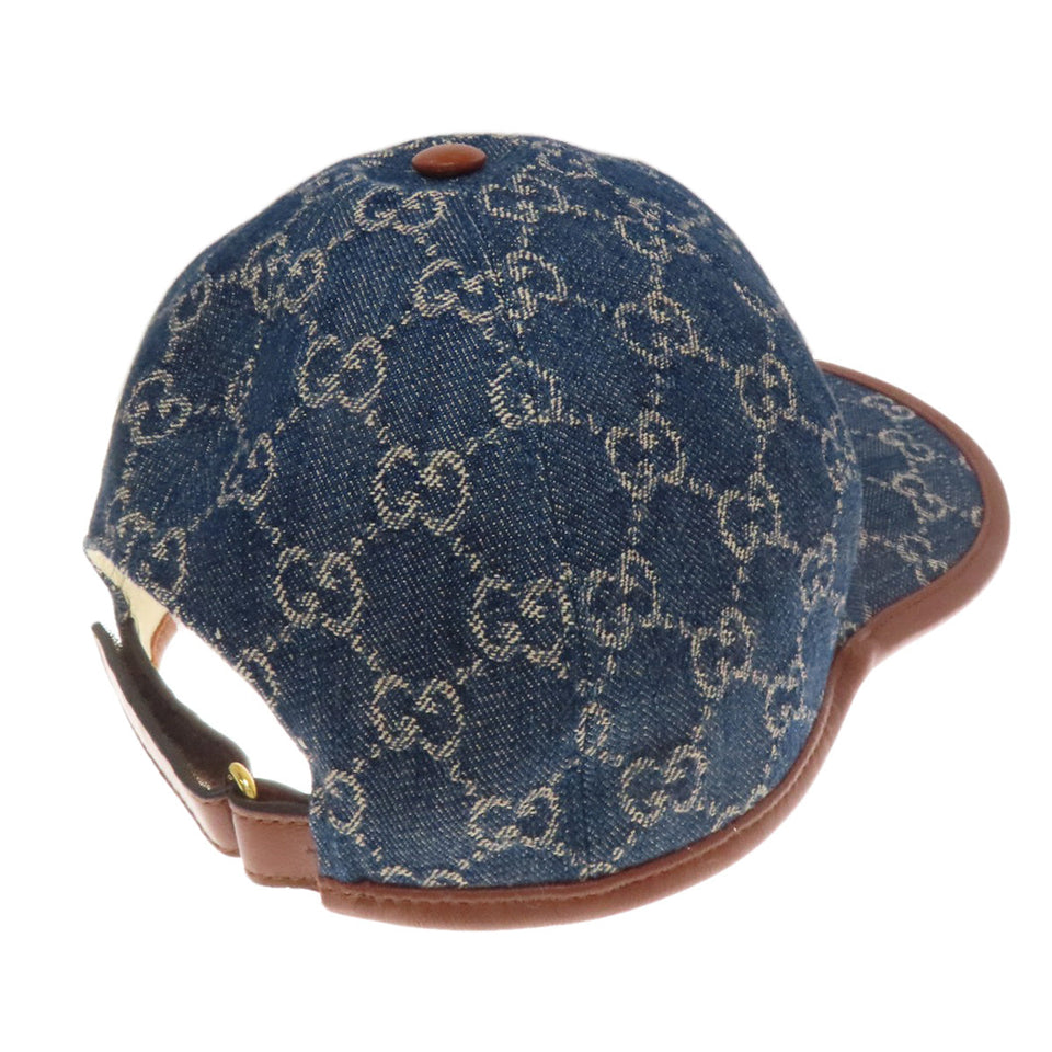 Gucci hat 656206 canvas blue GG canvas baseball cap Women L59cm