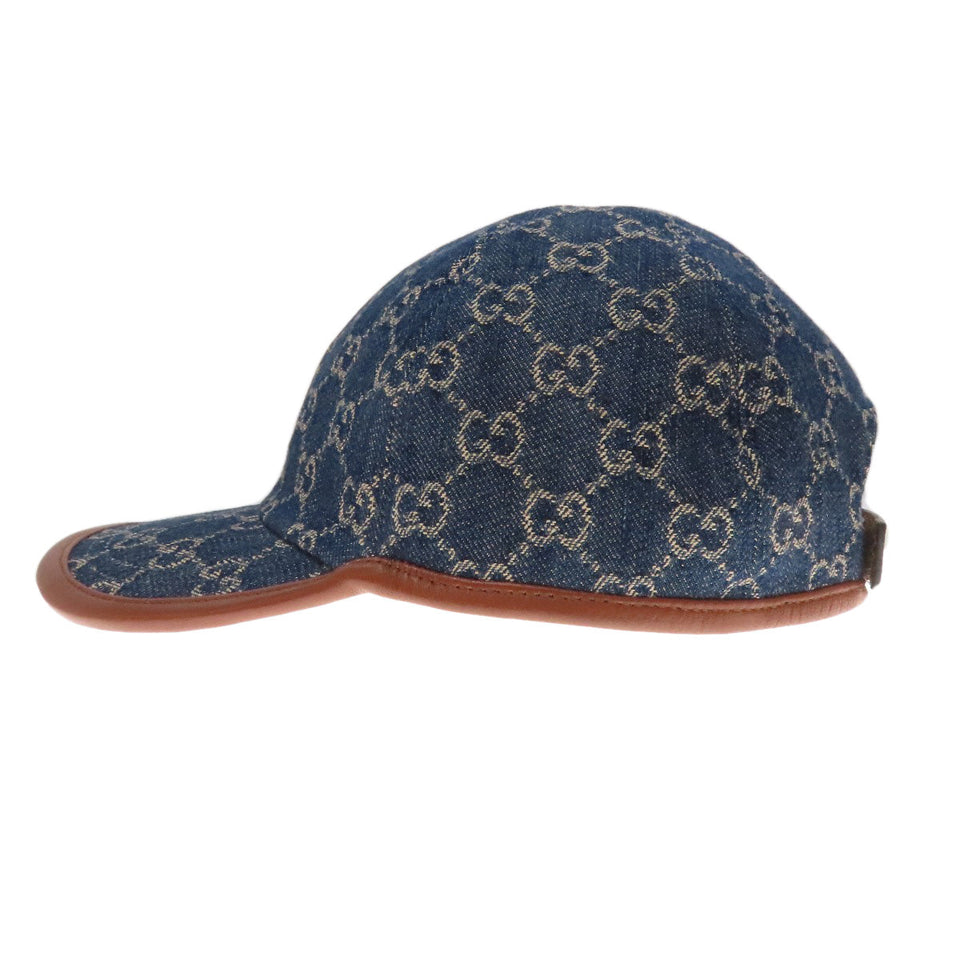 Gucci hat 656206 canvas blue GG canvas baseball cap Women L59cm