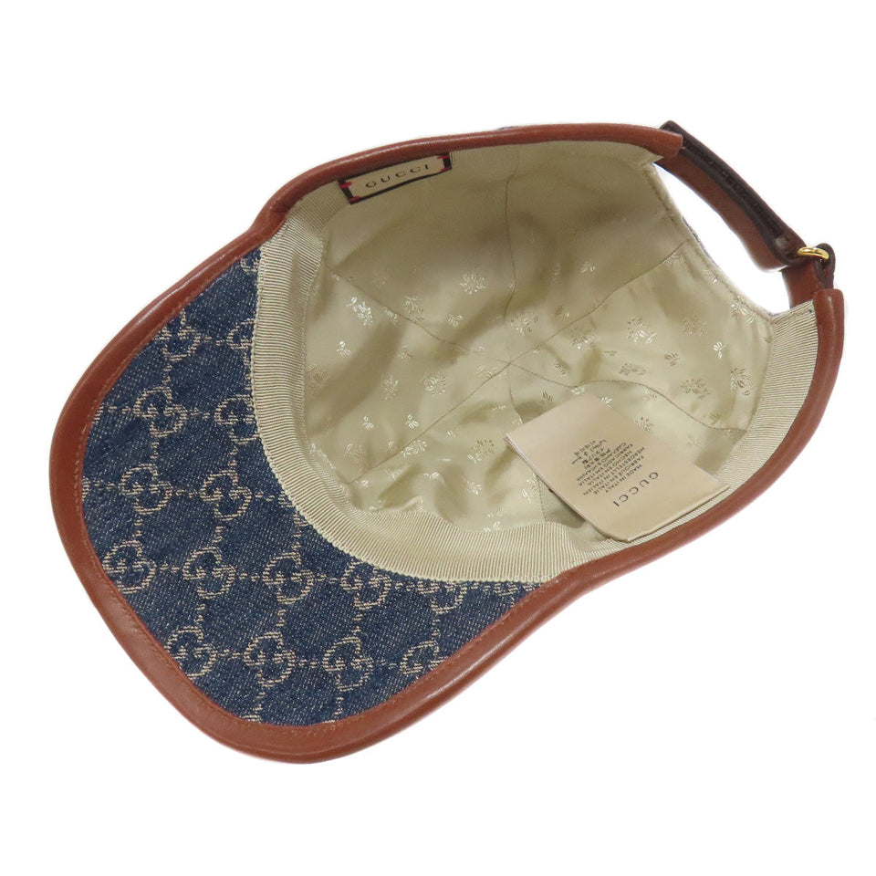 Gucci hat 656206 canvas blue GG canvas baseball cap Women L59cm