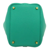 Hermes Handbag Taurillon Clemence green Picotin Lock PM Gold Metal